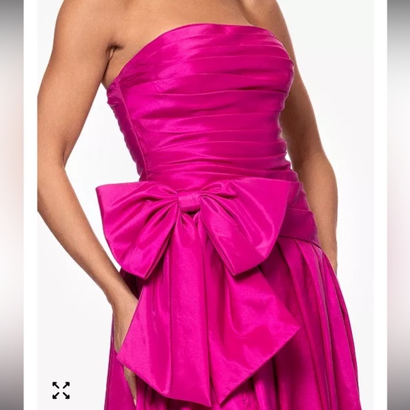 XSCAPE Women’s Women's Pink Bow-trim Ruched Strapless Gown size 4 - Picture 3 of 15